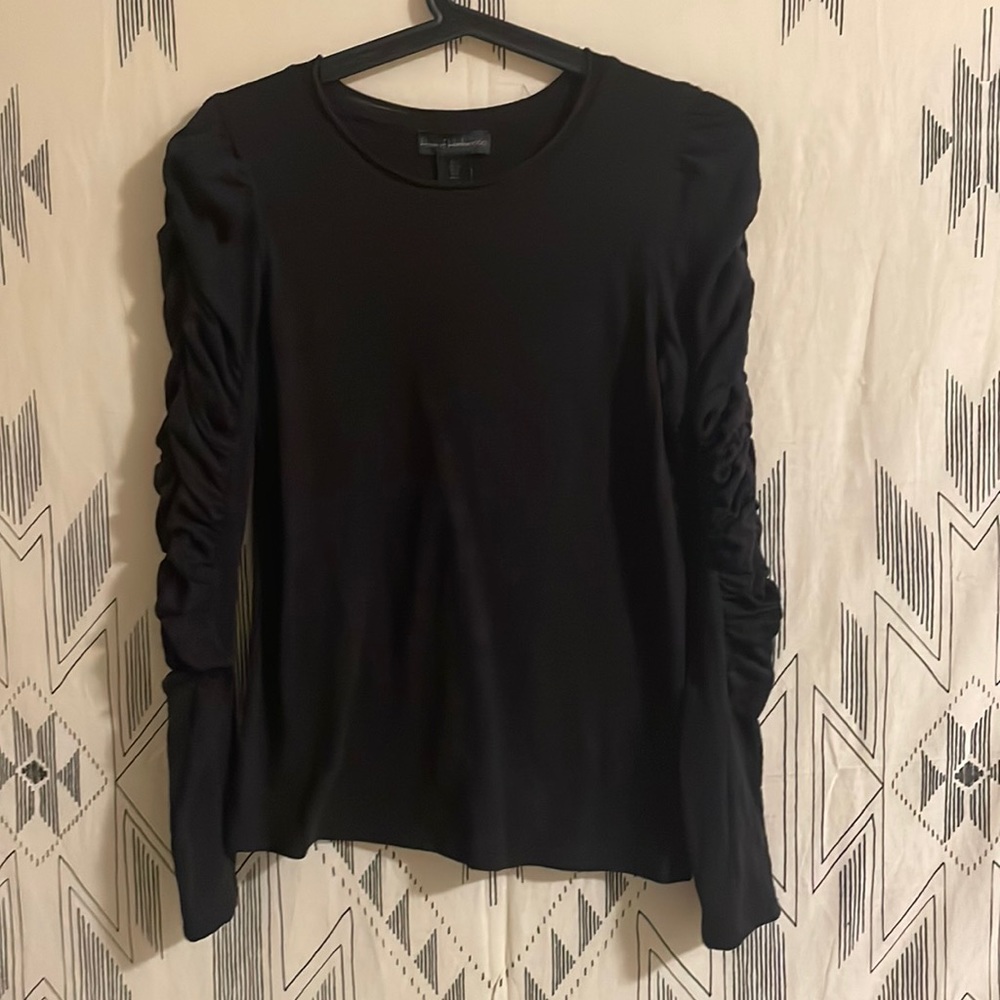 House of Harlow black rouched long-sleeve tshirt‎ // Sz S